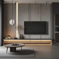 Design99 Modern Çizgisel LED Aydınlatmalı TV Ünitesi Tasarımı
