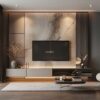 Design99 Modern Mermer Panel ve Dikey Çıtalı TV Ünitesi