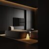 Dorra Bennasr Minimalist Siyah Panel TV Ünitesi ve Gizli Aydınlatma Tasarımı Dorra Bennasr Minimalist Siyah Panel TV Ünitesi ve Gizli Aydınlatma Tasarımı
