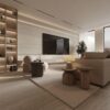 Maison De Nour  Modern Travertenli TV Ünitesi ve Gizli Aydınlatmalı Duvar Tasarımı