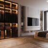 Moataz Reda Modern Minimal TV Ünitesi ve Aydınlatmalı Giyinme Dolabı Tasarımı