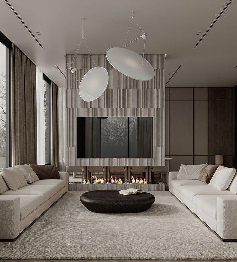 NAMAQ ARCHITECTS Modern Çizgisel Mermer Panel ve Linear Şömine TV Ünitesi NAMAQ ARCHITECTS Modern Çizgisel Mermer Panel ve Linear Şömine TV Ünitesi