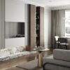 Village Design _ Interior Design Modern Çizgili Panel ve Mermer Detaylı TV Ünitesi Village Design _ Interior Design Modern Çizgili Panel ve Mermer Detaylı TV Ünitesi