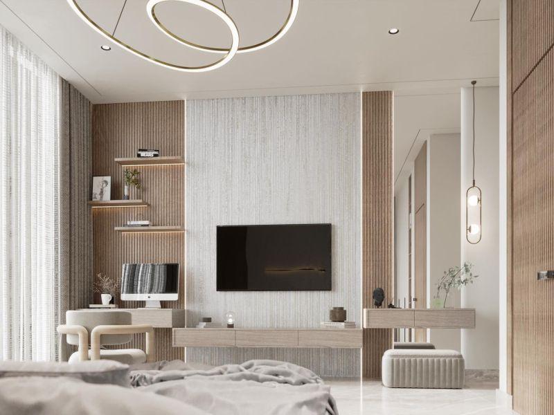 Yara’s Designs Modern Çizgili Ahşap Panel ve Tekstürlü TV Ünitesi Yara’s Designs Modern Çizgili Ahşap Panel ve Tekstürlü TV Ünitesi