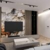 AM BUTOR ARCHITEKCI Modern Mermer ve Dikey Çıtalı TV Ünitesi