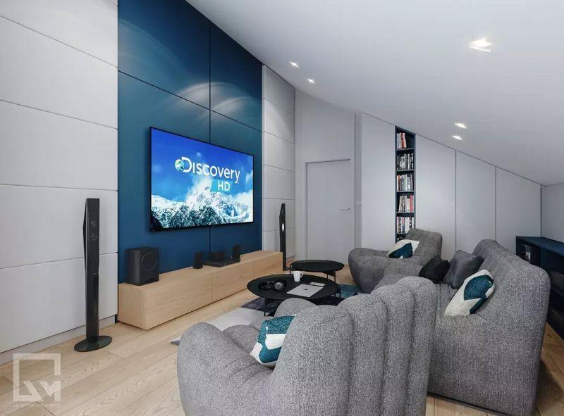 AM BUTOR ARCHITEKCI Modern Petrol Mavisi Panel TV Ünitesi AM BUTOR ARCHITEKCI Modern Petrol Mavisi Panel TV Ünitesi