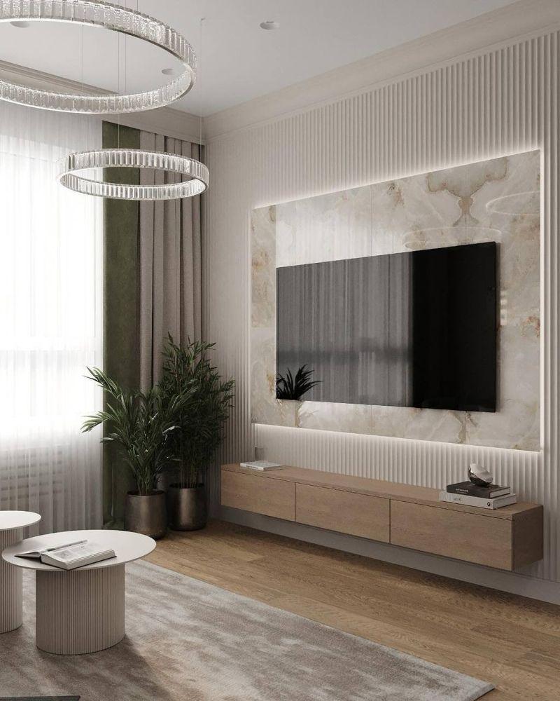 Design99 Modern Dikey Çıtalı Mermer TV Ünitesi Design99 Modern Dikey Çıtalı Mermer TV Ünitesi