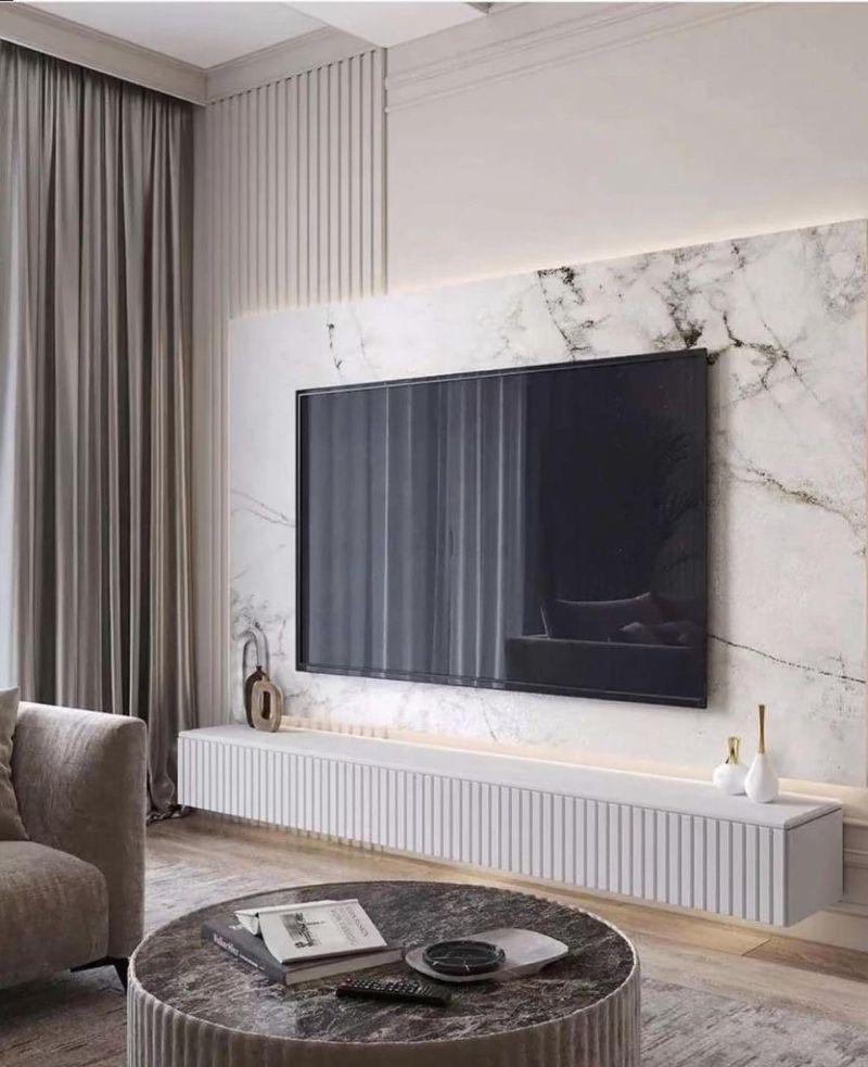 DesignRsl Çıtalı Mermer Panel TV Ünitesi DesignRsl Çıtalı Mermer Panel TV Ünitesi