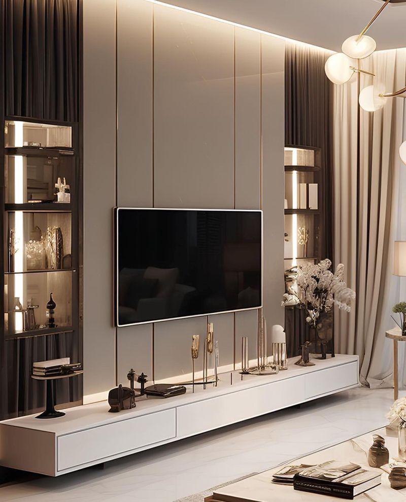 DesignRsl Çıtalı Panel ve Gizli LED’li TV Ünitesi DesignRsl Çıtalı Panel ve Gizli LED’li TV Ünitesi