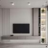 DesignRsl Modern Çıtalı Gri TV Ünitesi Tasarımı
