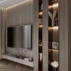 DesignRsl Modern Çizgisel Ahşap Panel TV Ünitesi