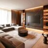 DesignRsln Mermer Panel ve Ahşap Kaplama Modern TV Ünitesi DesignRsln Mermer Panel ve Ahşap Kaplama Modern TV Ünitesi
