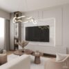 IN Interior Design Mermer Panel ve Modern Çıta Detaylı TV Ünitesi