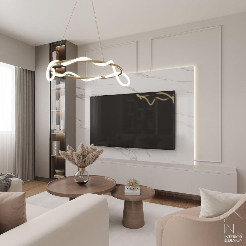 IN Interior Design Mermer Panel ve Modern Çıta Detaylı TV Ünitesi IN Interior Design Mermer Panel ve Modern Çıta Detaylı TV Ünitesi