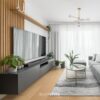 İnventive Studio Modern Ahşap Çıtalı TV Ünitesi Tasarımı