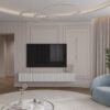 Luiza Başirova interiors Modern Çıtalı Duvar Panelli Zarif TV Ünitesi