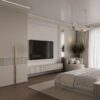 Luiza Başirova interiors Modern Çıtalı Yatak Odası TV Ünitesi