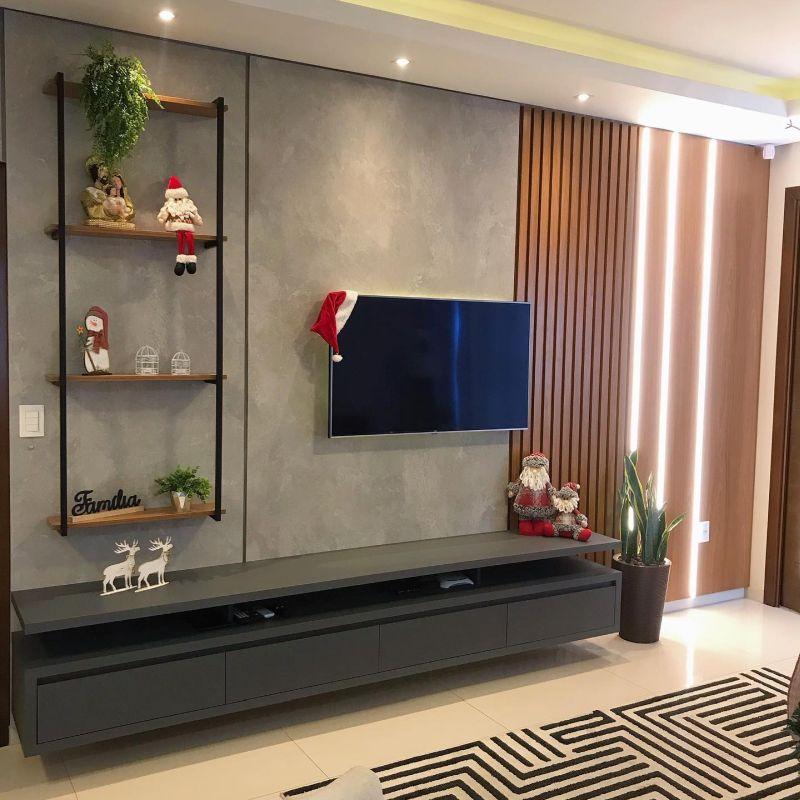 Marcettec Modern Ahşap Çıtalı ve Beton Dokulu TV Ünitesi Marcettec Modern Ahşap Çıtalı ve Beton Dokulu TV Ünitesi