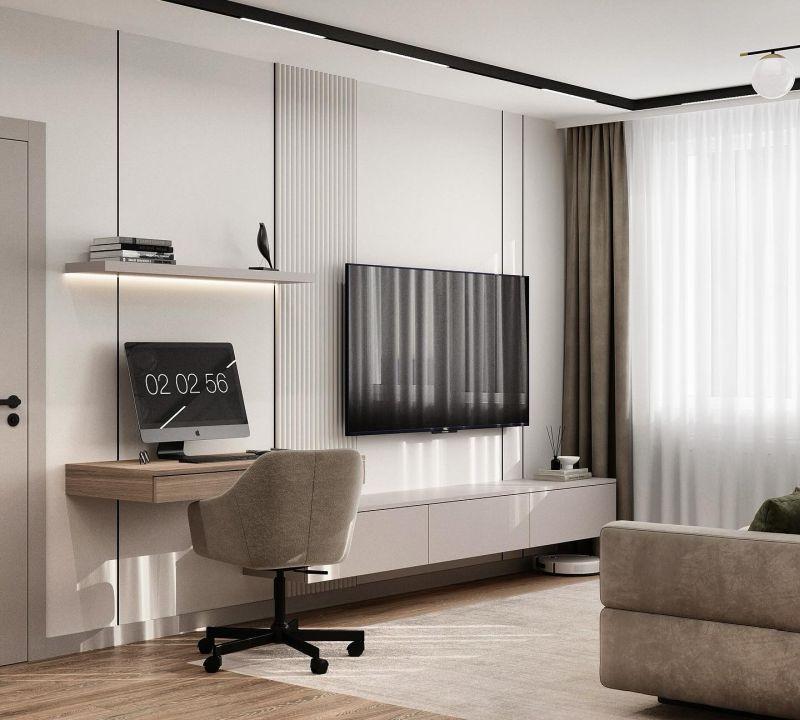 MAROOMI – Nika Marchenko Modern Çizgisel Çıtalı TV Ünitesi ve Çalışma Alanı MAROOMI – Nika Marchenko Modern Çizgisel Çıtalı TV Ünitesi ve Çalışma Alanı