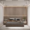 Minimal Yatak Odası Duvar Çıtası Dikey Ahşap Şeritlerle Derinlik Etkisi – d_designinterior_ Minimal Yatak Odası Duvar Çıtası Dikey Ahşap Şeritlerle Derinlik Etkisi – d_designinterior_