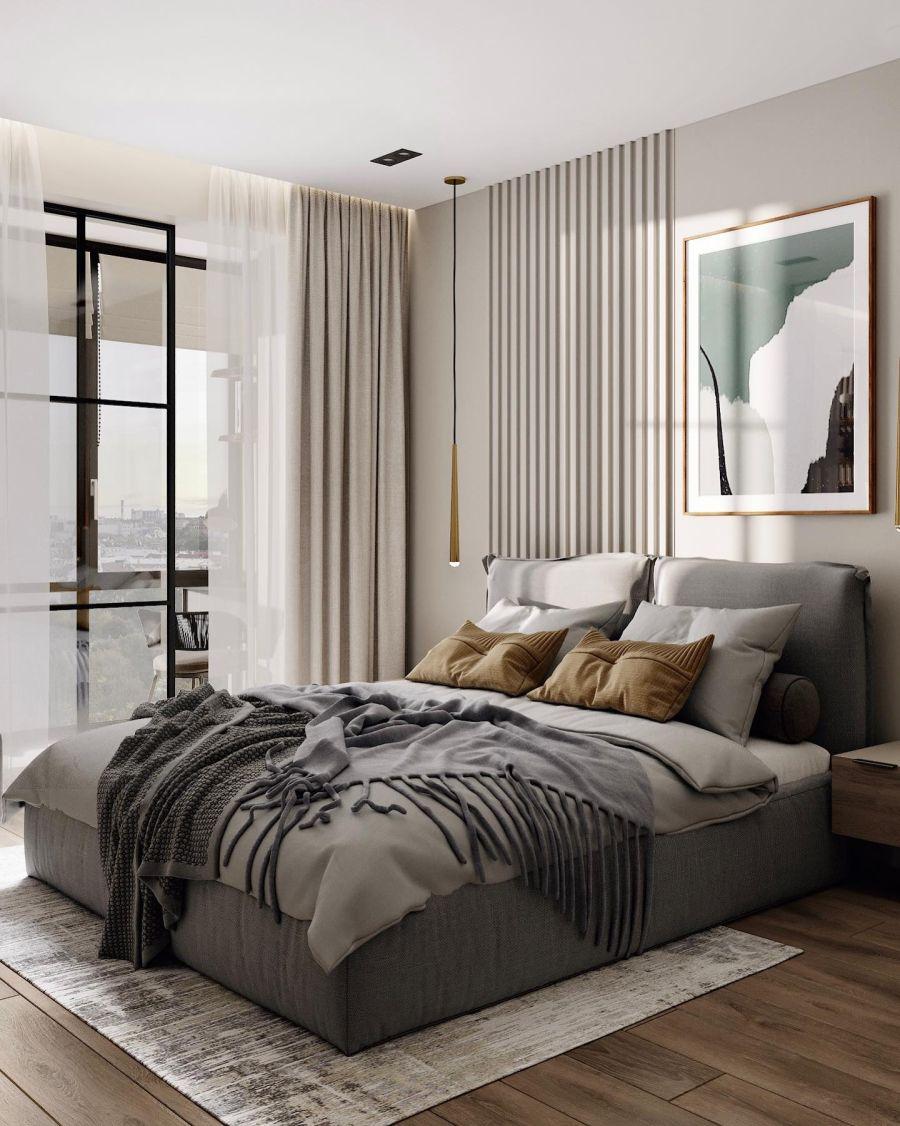 Minimalist Dikey Çıta Uygulamalı Modern Yatak Odası Duvar Paneli – design_sergunina Minimalist Dikey Çıta Uygulamalı Modern Yatak Odası Duvar Paneli – design_sergunina