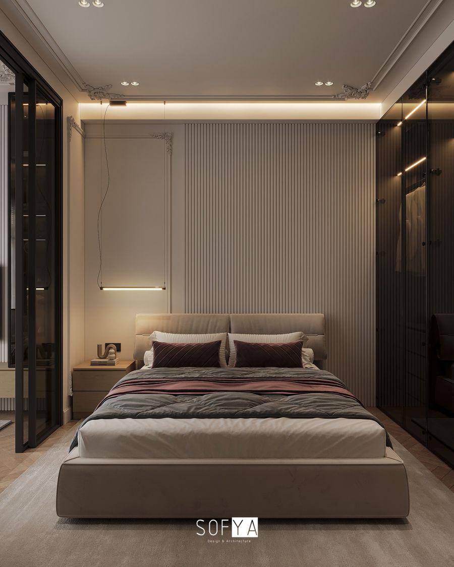 Minimalist Dikey Çizgili Yatak Odası Duvar Paneli – sofya_design_studio Minimalist Dikey Çizgili Yatak Odası Duvar Paneli – sofya_design_studio