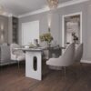 Modern Gri Salon Duvar Çıtası ile Zarif Yemek Alanı – mashamarchenko_studio Modern Gri Salon Duvar Çıtası ile Zarif Yemek Alanı – mashamarchenko_studio