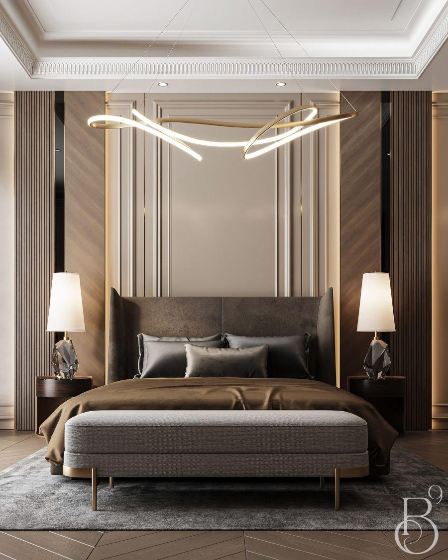 Modern Lüks Yatak Odası Duvar Paneli ve Çıta Uygulaması – base9studio Modern Lüks Yatak Odası Duvar Paneli ve Çıta Uygulaması – base9studio