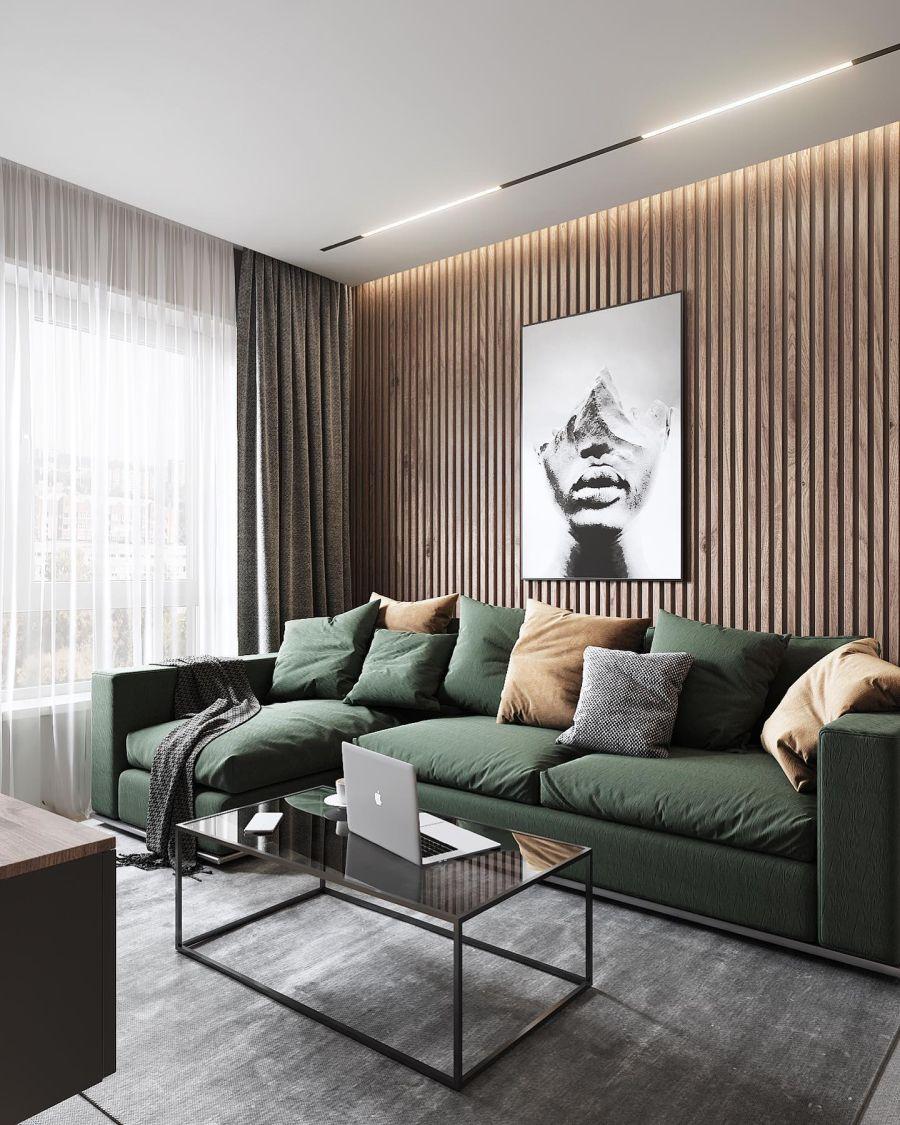 Modern Salon Duvar Çıta Uygulaması ile Derinlik Hissi - village_design ...