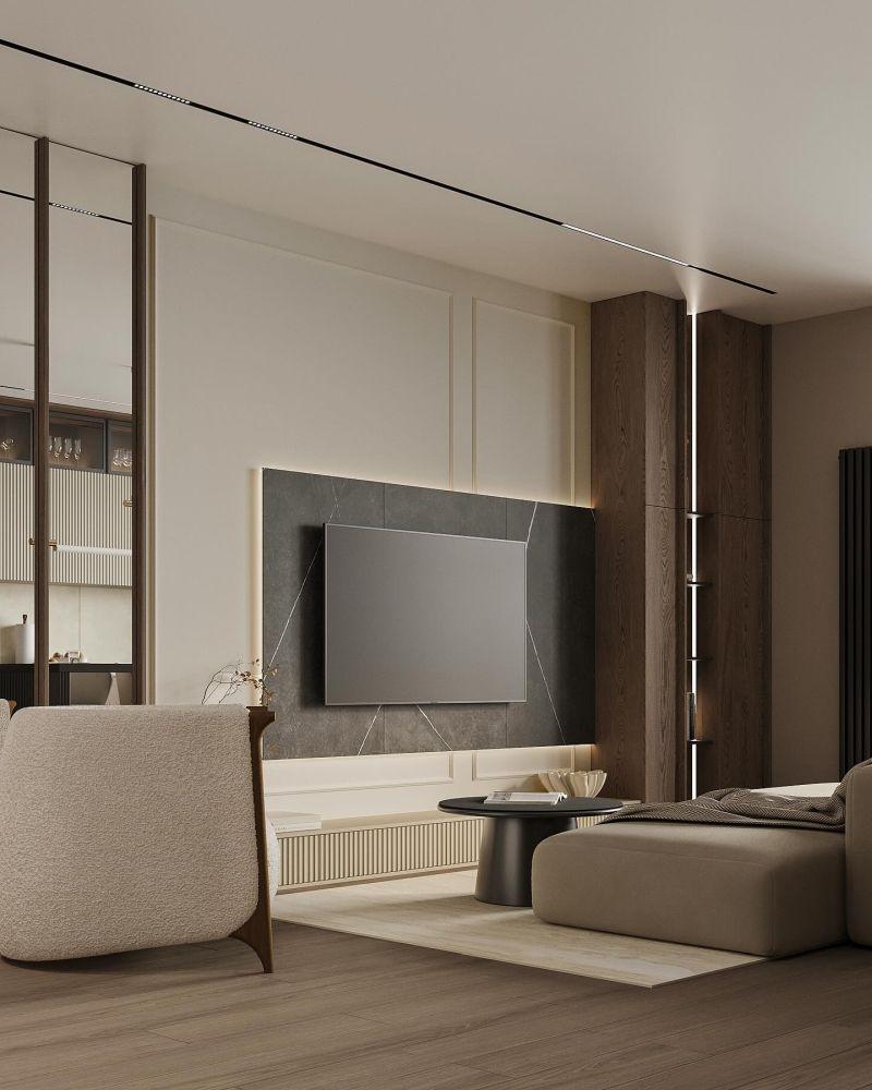 Neapol Design Modern Çıtalı Mermer TV Ünitesi Neapol Design Modern Çıtalı Mermer TV Ünitesi