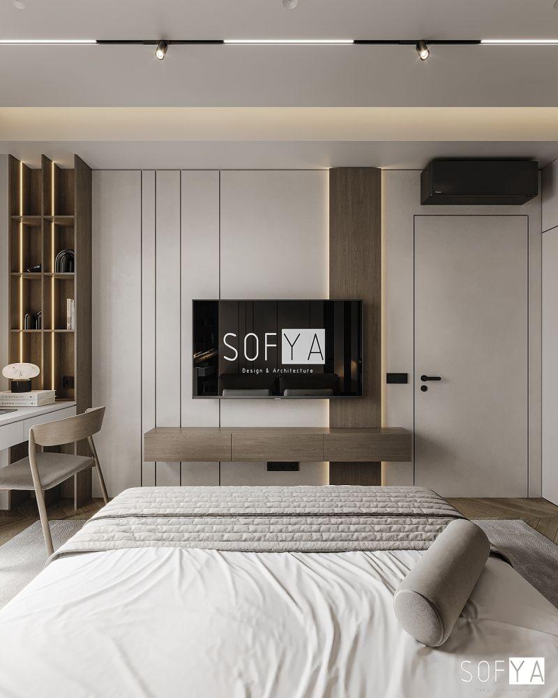 Sofya Design Studio Modern Çıtalı Panel Sistemi ile Bütünleşik Yatak Odası TV Ünitesi Sofya Design Studio Modern Çıtalı Panel Sistemi ile Bütünleşik Yatak Odası TV Ünitesi