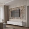 ssorina.design Mermer Panel ve Dikey Çıtalı Modern TV Ünitesi
