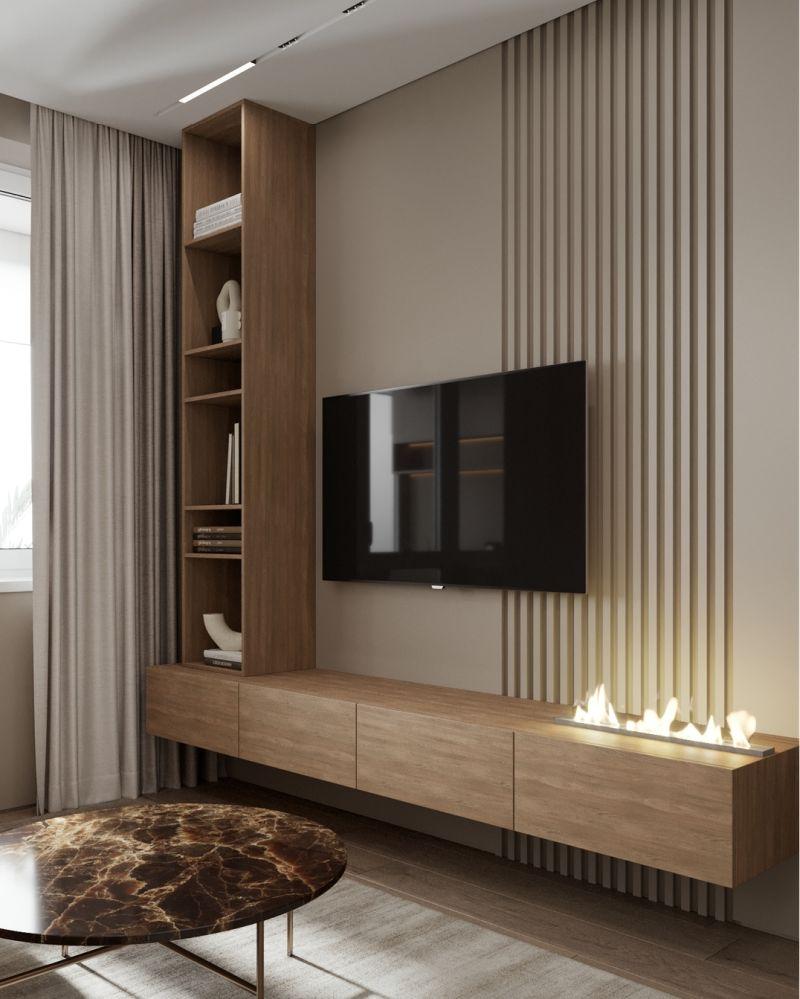 STUDIO21 Modern Çıtalı Şömineli TV Ünitesi STUDIO21 Modern Çıtalı Şömineli TV Ünitesi