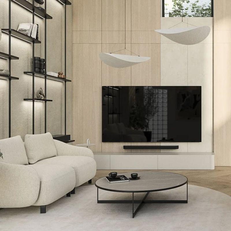 TK Architekci Modern Ahşap Panelli Minimalist TV Ünitesi TK Architekci Modern Ahşap Panelli Minimalist TV Ünitesi