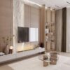 Vesta Design Doğal Dokulu Şömineli Ahşap Panel TV Ünitesi