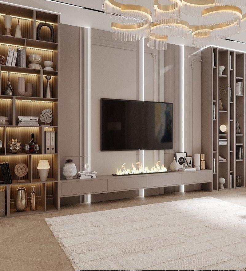 Vesta Design Modern Çıtalı TV Ünitesi ve Şömineli Lüks Duvar Tasarımı Vesta Design Modern Çıtalı TV Ünitesi ve Şömineli Lüks Duvar Tasarımı