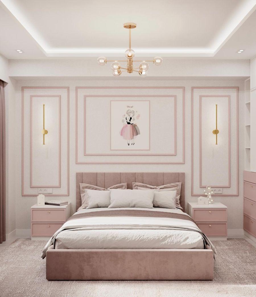 Zarif Pembe Tonlar Klasik Modern Yatak Odası Duvar Çıtası – d_designinterior_ Zarif Pembe Tonlar Klasik Modern Yatak Odası Duvar Çıtası – d_designinterior_