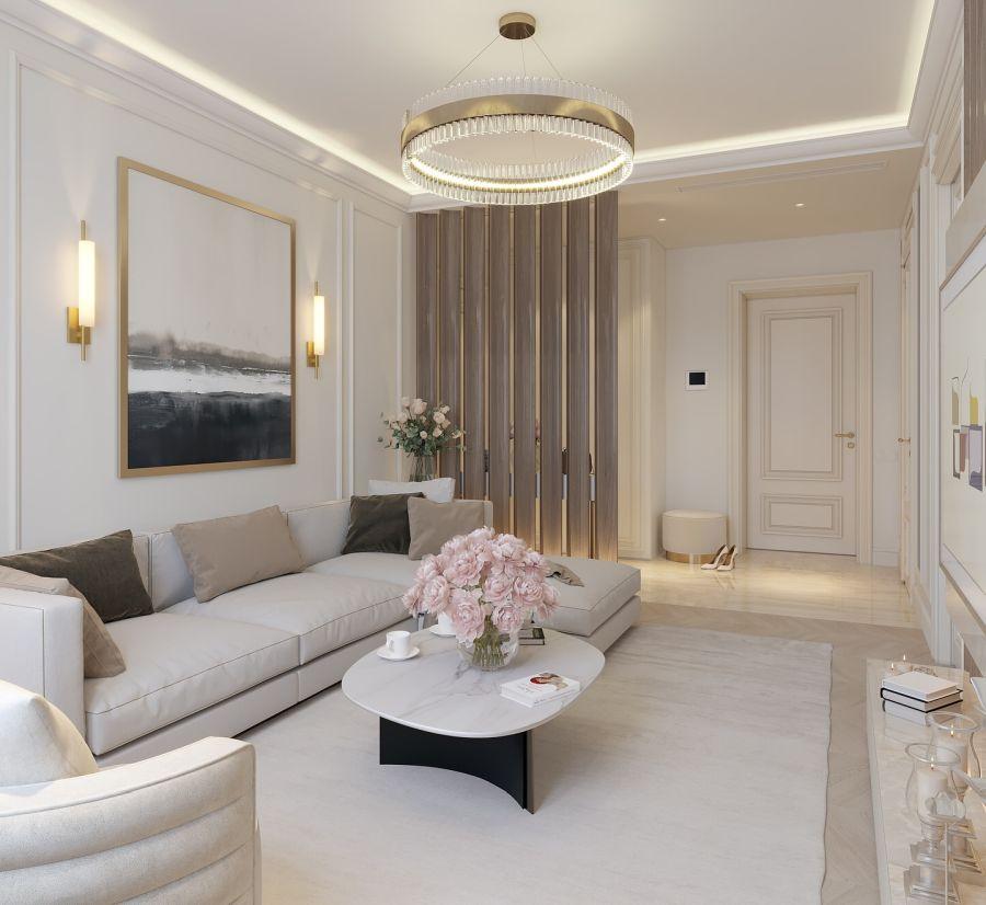 Zarif Tonlarda Modern Salon Duvar Çıta Uygulaması – azhdar.design Zarif Tonlarda Modern Salon Duvar Çıta Uygulaması – azhdar.design