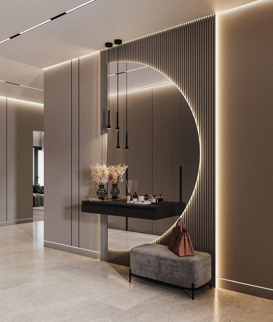 Dairesel Aydınlatmalı Lüks Duvar Dekorasyonu design_by_idesign Dairesel Aydınlatmalı Lüks Duvar Dekorasyonu design_by_idesign