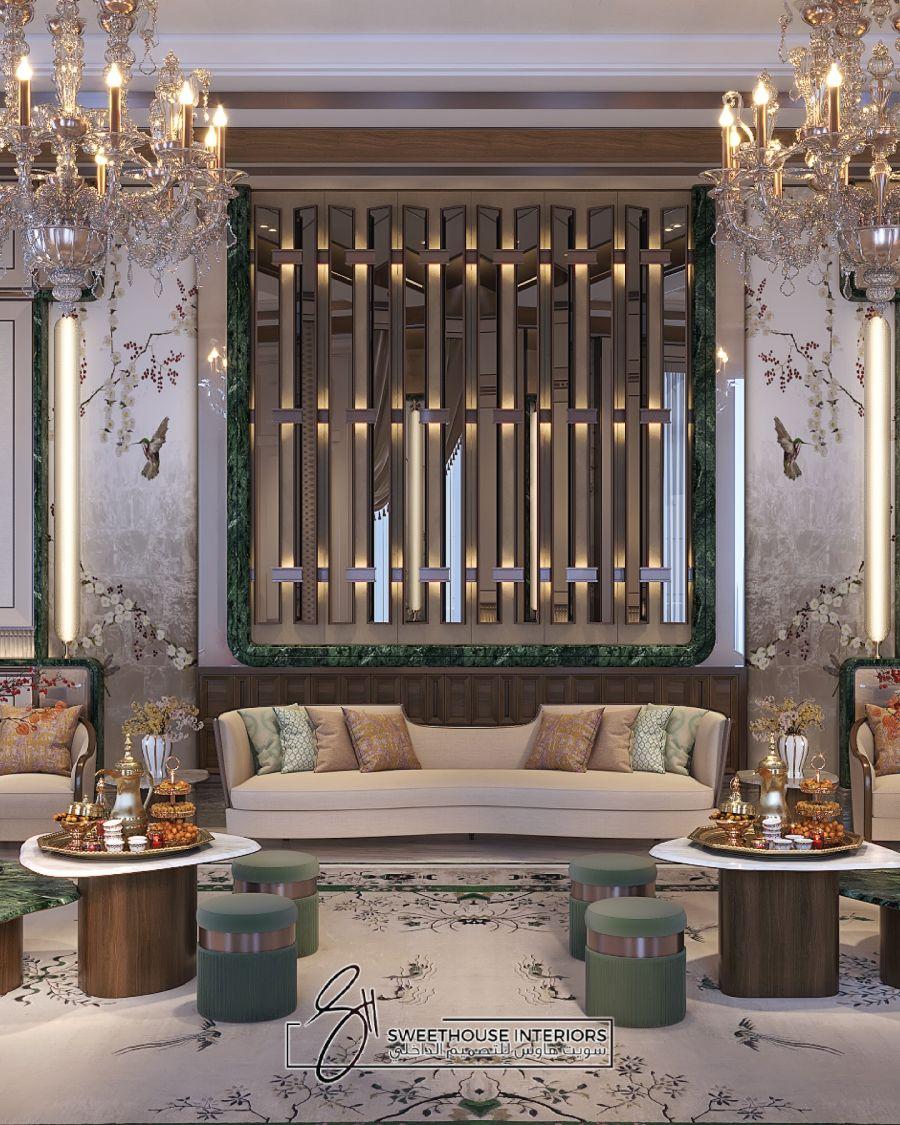 Kristal Avizeli Bronz Panjurlu Lüks Duvar Dekorasyonu sweethouseinteriors Kristal Avizeli Bronz Panjurlu Lüks Duvar Dekorasyonu sweethouseinteriors