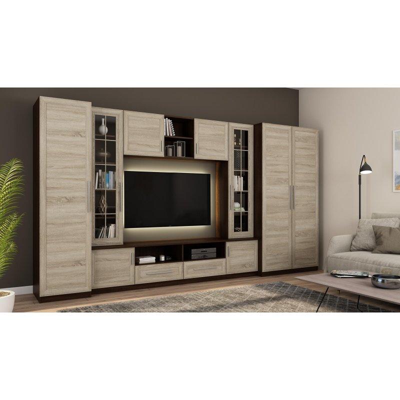 Açık Gri Ahşap Kapaklı Kitaplıklı TV Ünitesi Takımı 220 cm Açık Gri Ahşap Kapaklı Kitaplıklı TV Ünitesi Takımı 220 cm