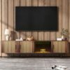 Ahşap Dokulu Modern LEDli 200 cm TV Sehpası