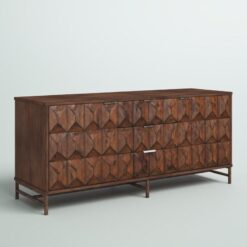 Antika Kahverengi Endüstriyel Ahşap ve Metal Ayaklı Rustik TV Ünitesi 163x53x72 cm – 79249