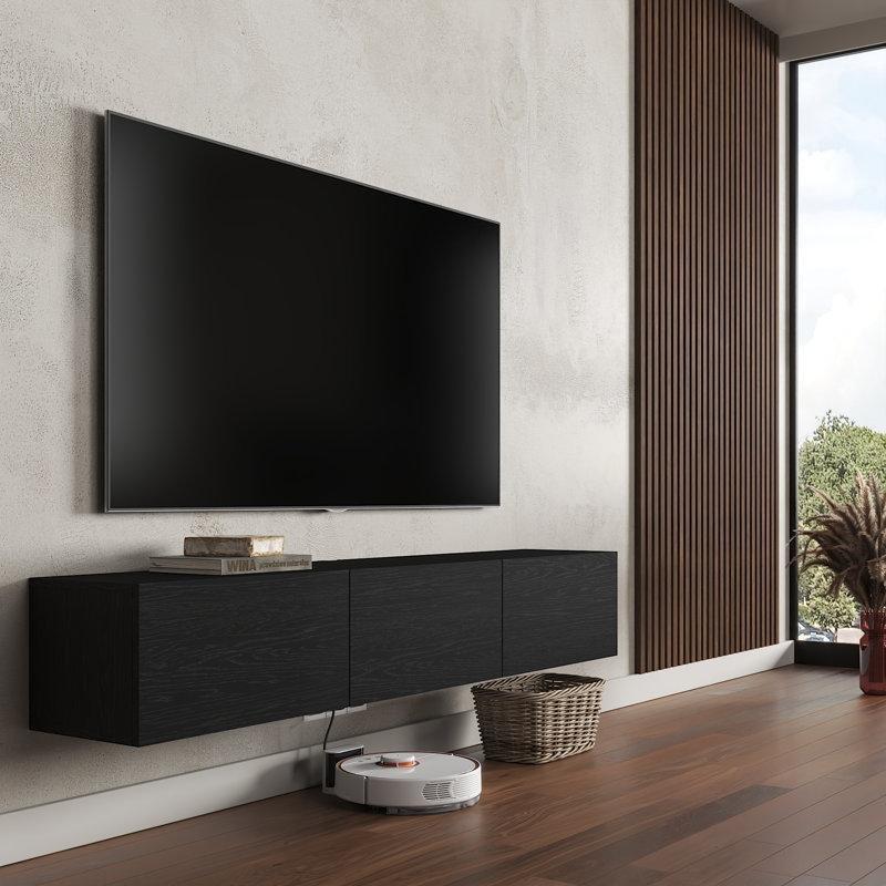 Antrasit Duvar Montajlı TV Ünitesi 180 cm Geniş Saklama Dolaplı Antrasit Duvar Montajlı TV Ünitesi 180 cm Geniş Saklama Dolaplı