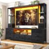 Antrasit Gri Endüstriyel Ahşap LEDli 200 cm TV Ünitesi Antrasit Gri Endüstriyel Ahşap LEDli 200 cm TV Ünitesi