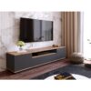 Antrasit Gri ve Ahşap Desenli Modern TV Sehpası 180 cm Antrasit Gri ve Ahşap Desenli Modern TV Sehpası 180 cm