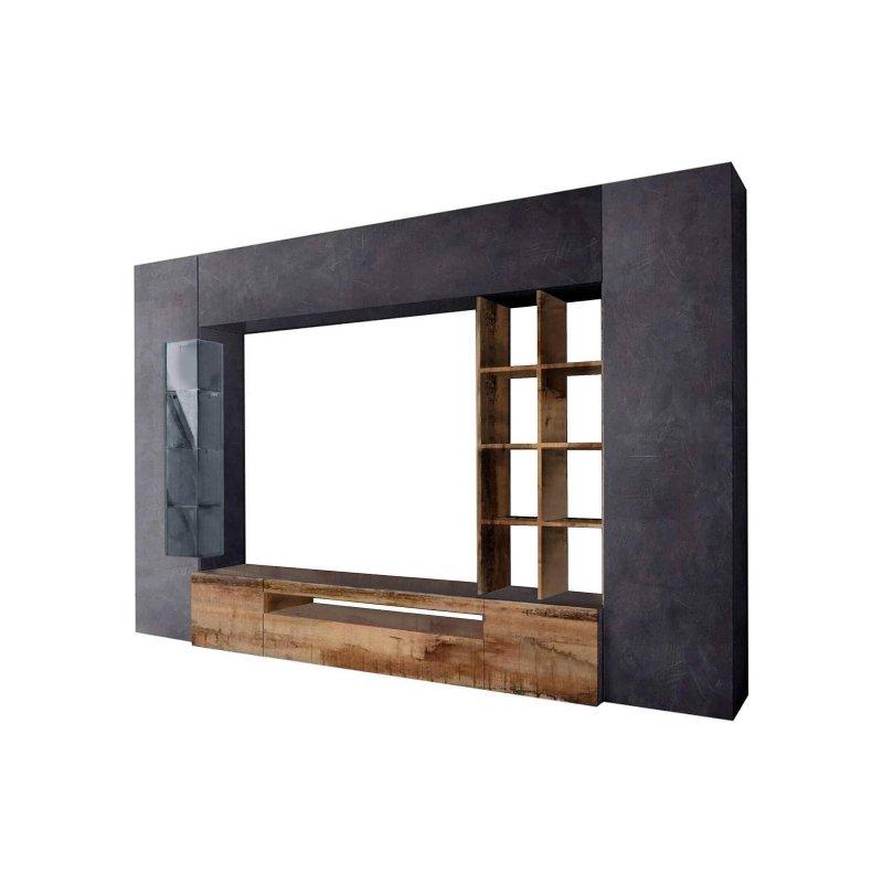 Antrasit Gri ve Doğal Ahşap Modern TV Ünitesi 290 cm Antrasit Gri ve Doğal Ahşap Modern TV Ünitesi 290 cm