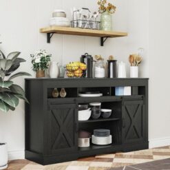 Antrasit TV Ünitesi 147 cm Sürgü Kapılı Üç Seviyeli Depolama Konsolu