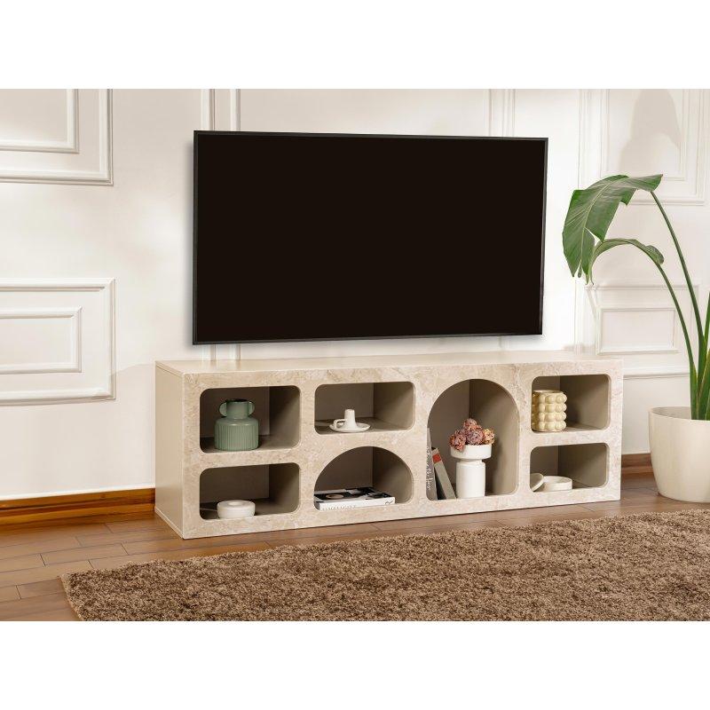 Bej Mermer Desenli Modern TV Sehpası 160 cm Bej Mermer Desenli Modern TV Sehpası 160 cm