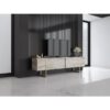 Bej ve Altın Desenli Modern TV Sehpası 180 cm Bej ve Altın Desenli Modern TV Sehpası 180 cm